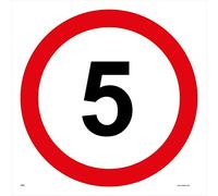 TR001 Traffic Sign 5 Miles PER Hour Signs 150mm x 150mm 1MM PVC FOAMEX