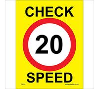 TR016 Traffic Sign Check Speed 20 Miles PER Hour Signs 100mm x 150mm .Sticker/SAV - White Background