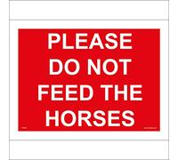 TR109 Traffic Sign PLEASE DO NOT FEED THE HORSES 150mm x 100mm .STICKER/SAV - WHITE BACKGROUND