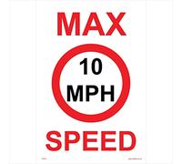 TR193 Traffic Sign MAX Speed 10 MPH 150mm x 200mm .Sticker/SAV - White Background