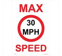 TR196 Traffic Sign MAX Speed 30 MPH 200mm x 300mm .Sticker/SAV - White Background