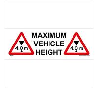 TR243 Traffic Sign MAXIMUM VEHICLE HEIGHT 4.0M 150mm x 50mm .STICKER/SAV - WHITE BACKGROUND