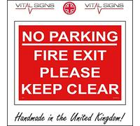 TR270 No Parking Fire Exit Please Keep Clear Do Not Block Access Required Sign 300mm x 200mm Sticker/Sav - White Background