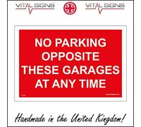 TR299 No Parking Opposite These Garages At Any Time Sign access required 300mm x 200mm Sticker/Sav - White Background