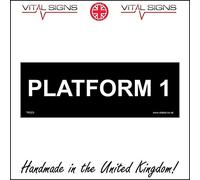 TR323 Platform 1 Sign Retro Old Vintage Style Heritage Railway Trains Platform 150mm x 50mm Sticker/Sav - White Background