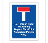 TR455 No Through Road Turning Beyond Point Authorised Parking Sign Estate Road 200mm x 300mm 3mm Standard Foamex Foamboard