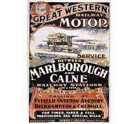 TR59 Vintage 1904 Marlborough & Calne Great Western Railway Motor British Travel Poster Re-Print - A2+ (610 x 432mm) 24" x 17"