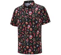 tracamiy Men's Christmas Shirt Short Sleeve Santa Claus Party Casual Golf Polo Shirts for Men, Neon Christmas, Medium