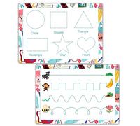 Trace at Home Worksheets for Toddlers - Shape & Line Writing Practice Mat | Reusable, Wipeable Double-Sided Sheet | Early Education Tool for Preschool Kids
