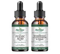 Trace Minerals Fulvic Acid | Liquid Ionic Fulvic Acid | Fulvic Minerals, Wormwood, Clove & Neem Extract | Help with Digestion, Gut Health and Detox Cleanse | Gutcleanse 2-Step Kit (Each 30ml)