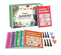 Trace Trek Magic Grooved Writing Practice, With Additional Full Set Workbooks, Reusable Handwriting Copybooks for Kindergarten Preschool Kids of Age 3-8, Number Letter Tracing Book (1 SET)
