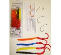TraceAce Tackle 10 X 7" Fire Tailed Worms With 5 Wide Gape Jelly Hooks