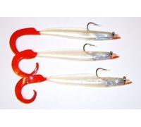 TraceAce Tackle 6Inch Red/White Curl Tailed Wreck And Reefing Eels