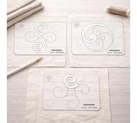 Traceease 3Pcs Free Motion Quilting Templates, Clear Acrylic 4mm Thick Free Motion Quilting Stencils with Printed Alignment Guides for Swirl Quilting, DIY Quilt Designs, Motif Tracer