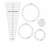 Traceease 5 Pcs Clear 4mm Acrylic Quilting Template Ruler Set, 10 Inch Dresden Plate Template with 4 Round Quilting Templates for Patchwork, Blanket Making, Sewing, Clothing Craft and DIY