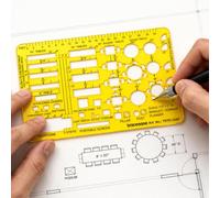 Traceease Acrylic Banquet & Seminar Planning Template for Event Layout - 1/4" = 1' Scale Stencil with Pre-Spaced Tables, Chairs, Podium and Event Planning Symbols, Compact 2 mm Thick Drafting Tool