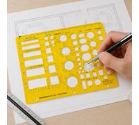 Traceease Acrylic Interior Design Tables & Chairs Template - 1/4" = 1' Scale Planning Stencil with Dining and End Tables, Round, Square and Oval Shapes and Side Chairs, Large 2 mm Thick Drafting Tool