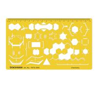 Traceease Chemistry Molecular Structure Drafting Stencil with Hexagonal Rings, Bond Lines, Reaction Arrows and Measurement Scale for Chemical Formula Diagrams and Lab Notation Drawing