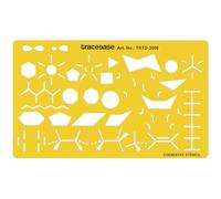 Traceease Chemistry Structure Drafting Stencil with Molecular Geometry Shapes, Bond Angle Templates, Reaction Path Symbols and Diagram Elements for Chemical Formula Drawing and Illustration