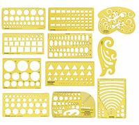 Traceease Pack of 11 Pieces Geometric Drafting Multi-Shapes Template Geometry Drawing Stencil- Designing Template Measuring Ruler