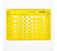 Traceease Pipe Fitting Template Guide with Pipe O.D., End Bell, Flange and Fittings, Drafting Stencil with 6 Inch and 16 cm Rulers, Scale Per Foot Conversions for Drawing, Design and Layout