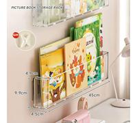 (Traceless nails 1PCS) Acrylic Picture Book Display Stand Bookshelf Children's Wall Behind The Door Reading Transparent Magazine Storage Wall Hanging