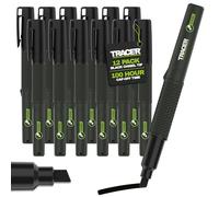 Tracer 2.0 Chisel Tip Black Permanent Marker Pens x 12-100hr Cap-off time | 12-pack for tradespeople - 100hr cap-off time, fast dry ink, anti-roll body, front & rear tether points