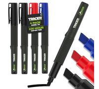 Tracer 2.0 Chisel Tip Permanent Marker Pens x 4-1 x Blue, 1 x Red, 2 x Black Marker Pens. 100hr Cap-off time, Fast-drying