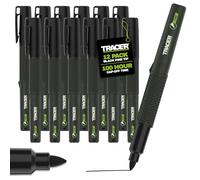 Tracer 2.0 Fine Tip Permanent Marker Pens Black x12, 100hr Cap-off