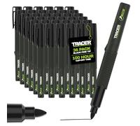 Tracer 2.0 Fine Tip Permanent Marker Pens Black x36, 100hr Cap-off | 36-pack of fast-drying black permanent markers - fine tip precision, 100hr cap-off protection, ideal for trade & site use