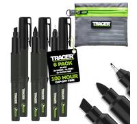 Tracer 2.0 Permanent Marker Kit | 6 Black Pens | Chisel, Fine, Ultra Fine | 6x Black marker kit with case - chisel, fine & ultra fine tips - 100hr cap-off, fast dry, works on wet & oily surfaces
