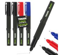 Tracer 2.0 Ultra Fine Tip Black Permanent Marker Pens x 4-100hr Cap-off time, Fast-drying Black Marker Pens x 4