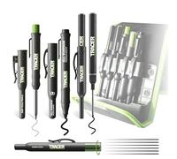 Tracer 5 Piece Construction Marker Kit with Storage Case - Carpenter's Pencil, 2 x Long Nib Markers, Clog-free Marker and Replacement Leads Dispenser