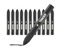 Tracer Construction Lumber Crayon Markers, Pack of 12 - Black. 12 x Black Multi Surface Marking Crayons