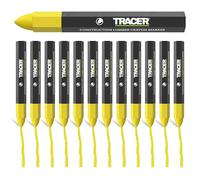 Tracer Construction Lumber Crayon Markers, Pack of 12 - Yellow. 12 x Yellow Multi Surface Marking Crayons