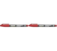 Tracer Fine-Point Permanent Construction Marker (1-2mm Bullet Point General-Purpose Marker with quick-drying ink) - Red (Pack of 2)