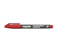 Tracer Fine-Point Permanent Construction Marker 1-2mm, Red | Quick-Dry Site Marker for Metal, Plastic, Glass & Timber - Fine Bullet Tip, Smudge-Proof, Permanent Trade Ink