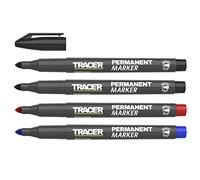 Tracer Fine-Point Permanent Marker Kit 1-2mm, Red Blue & 2x Black