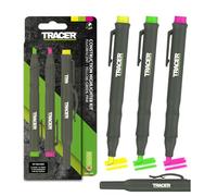 Tracer Highlighter Market Set - Yellow, Green & Pink - 3 Pack. Fluorescent, Non-Toxic, Smudgeproof, Anti Dry-out, Construction Grade