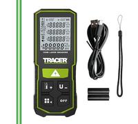 TRACER Laser Measure 100m (328ft), Portable Measuring Device with High-visibility Green Laser, Distance Meter with Batteries and USB cable.