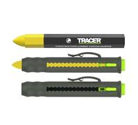 Tracer Lumber Crayon Marker Holder with Yellow Lumber Crayon - Construction Crayon Marker with extending mechanism and Inbuilt Shirt/Trouser Clip