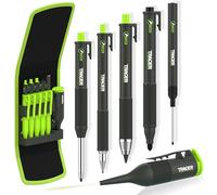 Tracer Pencil 2.0-6 Piece Marking Kit in Case with Deep Hole Chalk Marker, Tough & Precision Work Pencil, Long Nib & Black Permanent Markers