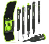 Tracer Pencil 2.0-6 Piece Marking Kit in Case with Deep Hole Chalk Marker, Tough & Precision Work Pencil, Long Nib & Black Permanent Markers