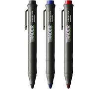 Tracer Clog-Free Construction Marker Kit Site Holster (All-Purpose Markers perfect for shiny and dusty surfaces.) - Black, Blue, and Red