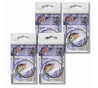 Traces Wire Leader Stainless Steel Line Coated Pike Sea Fishing Tackle Rolling Swivel and Dual Lock Snap 23kg 50lb 50cm 20'' (1x4pcs 50cm 23kg dual lock snap & rolling swivel)