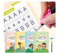 Tracetrek Workbook Full Set, Trace Trek Magic Grooved Writing Practice, Learn to Write Number Letter Tracing, Reusable Grooved Handwriting Workbooks,Number Letter Tracing Book for Beginner