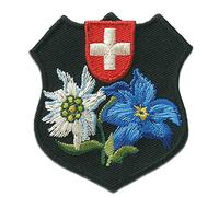 Trachten Swiss Coat of arms Flower - Iron on Patches Adhesive Emblem Stickers Appliques, Size: 2.05 x 2.17 inches