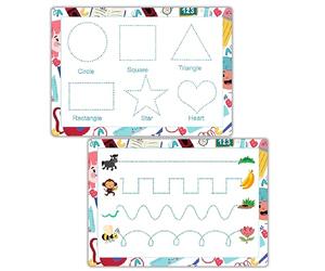 Tracing Worksheets for Toddlers - Shape & Line Practice | Reusable Wipe-Clean Board | Double-Sided Preschool Learning Mat | Early Writing & Fine Motor Skills Development