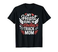 Track Athlete Runner, My Heart Runs in Circles Track Mom T-Shirt