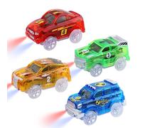 Track Cars Magic Children's Gift: Race Cars 4 Pack Replacement Track Accessories Cars for 3 4 5 6 7 8 Years Up Old Kids Boys Girls Toy Track Cars Compatible with Most Car Tracks